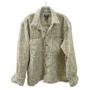 Stylish Mens Jacket by Forever 21. Large size.👉 Brown-white with gold accents.